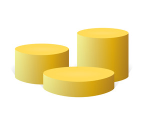 Realistic gold podium, stand or pedestal isolated on white background. Vector illustration