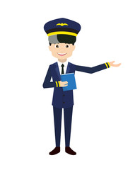 Pilot - Holding a Book and Presenting