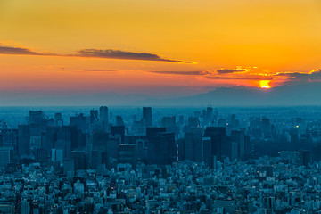 Tokyo Aerial Cityscape Sunset View
