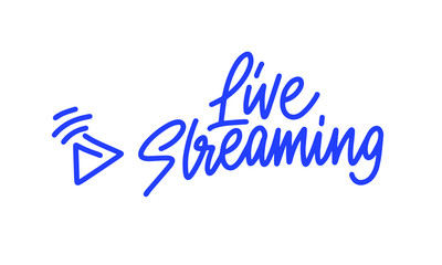 Live streaming logo - vector design element with play button for news and TV or online broadcasting