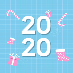 Happy New Year 2020 with presents on the swimming pool.