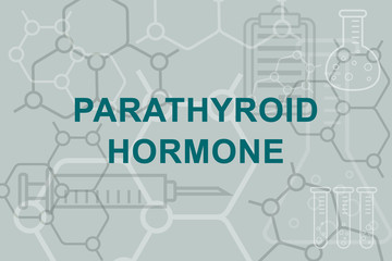 Parathyroid hormone sign. Chemical and medical concept.