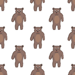 Seamless childish pattern with funny character of bear