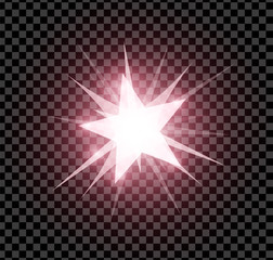 Bright glowing and shining star flares effect isolated on transparent  background. Vector illustration