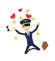 Fototapeta premium Pilot - Jumping with Hearts and Money