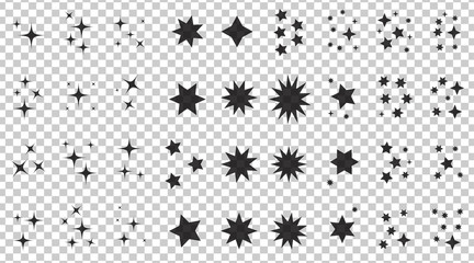 Pack black star on transparent background