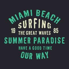 Miaimi typography. Florida state,  vintage vector t-shirt and apparel design, typography, print, logo, poster. Vector