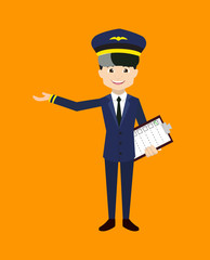 Pilot - Holding a Checklist and Showing with Hand Gesture