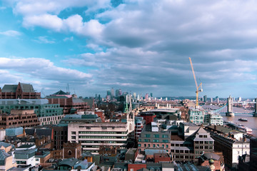 London skyline on a bright sunny day, seen from the top of The Monument