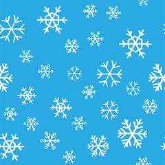 Snowflakes seamless pattern. Snow winter holidays background texture. Christmas elements.