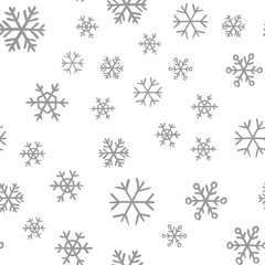 Snowflakes seamless pattern. Snow winter holidays background texture. Christmas elements.