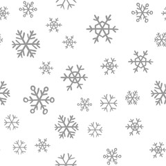 Snowflakes seamless pattern. Snow winter holidays background texture. Christmas elements.