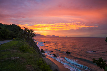 Naklejka premium Sunset on the coast of Santa Marta, Colombia