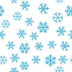 Snowflakes seamless pattern. Snow winter holidays background texture. Christmas elements.