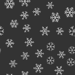 Snowflakes seamless pattern. Snow winter holidays background texture. Christmas elements.