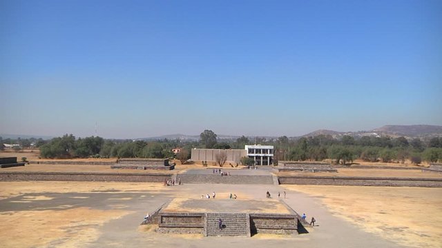 Mexican Archaeological Complex, the Pyramid of the Feathered Serpent has Gigants Steps and Stairs where Tourists Visit in the Mornings in Michoac&aacute;n de Ocampo 