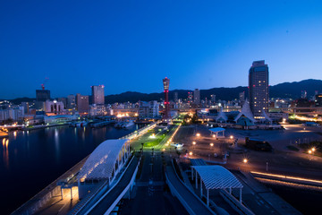 Fototapeta na wymiar Enjoy peaceful atmosphere in beautiful Kobe harbor, Japan