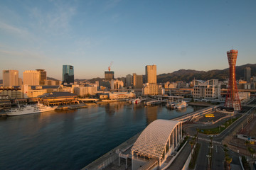 Fototapeta na wymiar Enjoy peaceful atmosphere in beautiful Kobe harbor, Japan