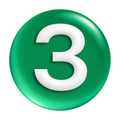 number three, green button, white text
