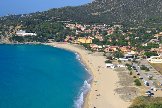 Vista della spiaggia di Solanas