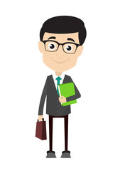 Professional Male - Standing with File and Briefcase