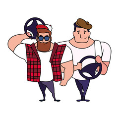 Isolated drivers persons vector design