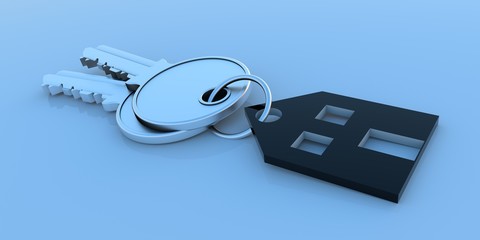 Key with a House Keychain for a new Home Extremely detailed and realistic 3d illustration