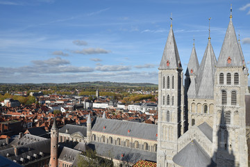 Tours et toits de la cathédrale de Tournai, Belgique