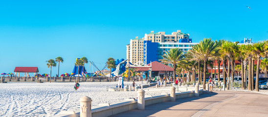 Clearwater beach with beautiful white sand in Florida USA