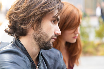 Young couple together outside