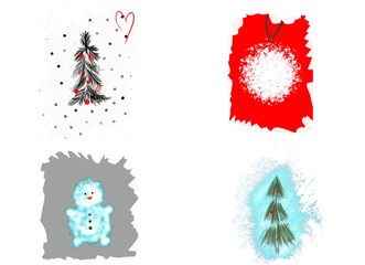 Illustration set of Christmas stamps
