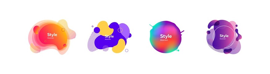 Neon multicolored abstract shapes set