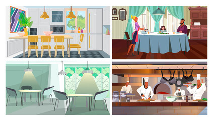 Eating places illustration set