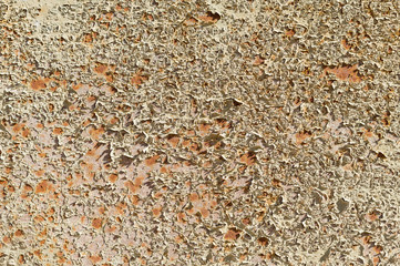 Beige Texture of painted metal surface with cracked paint. Finely detailed background