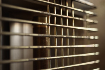 Vintage electric heater Ugolek closeup, selective focus