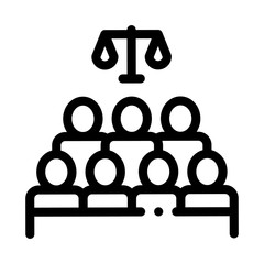 Court Sitting Law And Judgement Icon Vector Thin Line. Contour Illustration