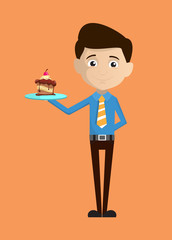 Salesman Employee - Presenting a Cake
