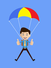 Salesman Employee - Successful Landing with Parachute