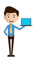 Salesman Employee - Presenting a Laptop