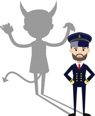 Ship Captain Pilot - Devil person Standing with Fake Smile