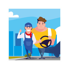 drivers inside frame vector design