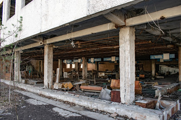 Abandoned furniture shop in Chernobyl zone Pripyat