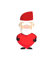 Simple Cartoon Santa - Standing with a Heart