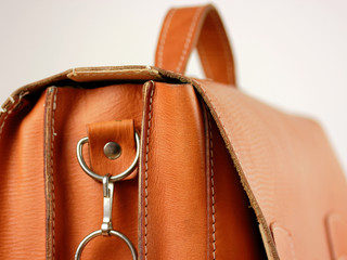 old brown leather bag briefcase vintage schoolbag with storage compartments with shoulder strap...