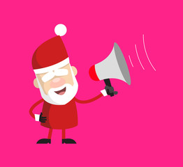 Simple Cartoon Santa - Standing with Loudhailer