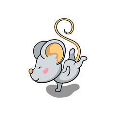 Cute mouse character dance. 2020 New Year symbolic animal. Rat or mouse cartoon vector illustration
