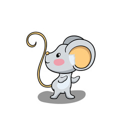 Cute mouse character smiling. 2020 New Year symbolic animal. Rat or mouse cartoon vector illustration