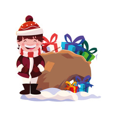 Merry christmas kid cartoon vector design