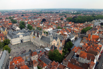 Fototapeta na wymiar Bruges panorama from the top of the bell tower