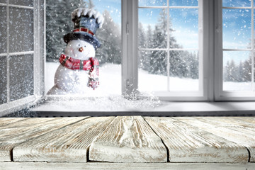 Winter window of free space and chrsitmas time 